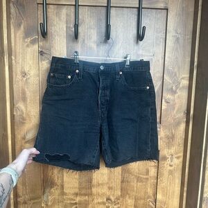 Levi's Black Distressed Denim Shorts